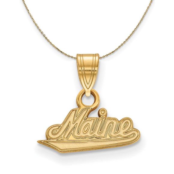 14k Yellow Gold U. of Maine Small Necklace - 22 Inch - Picture 1 of 7